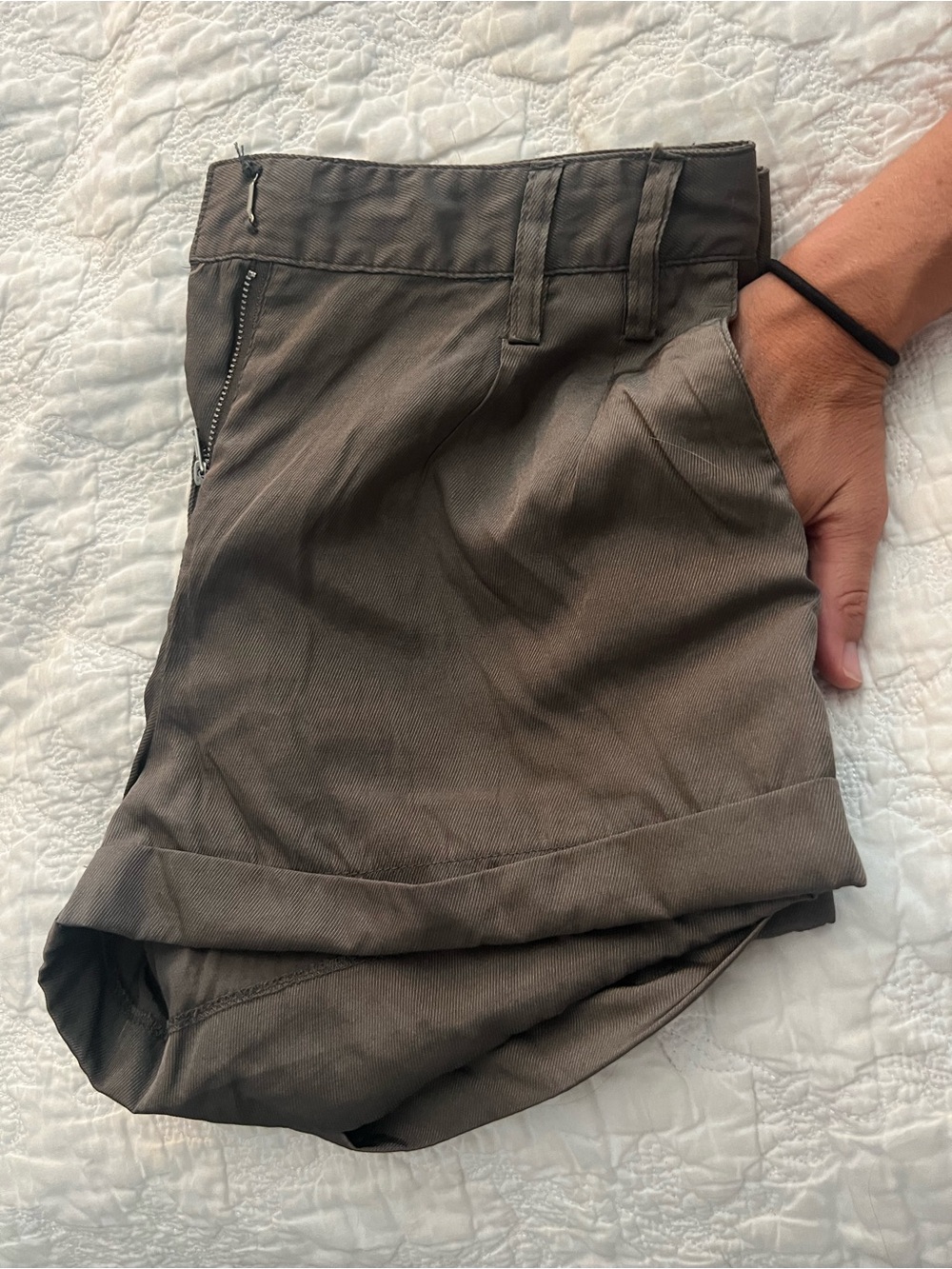 Women’s Gray Tailored Shorts - Classic Cuffed Style - Picture 4 of 5